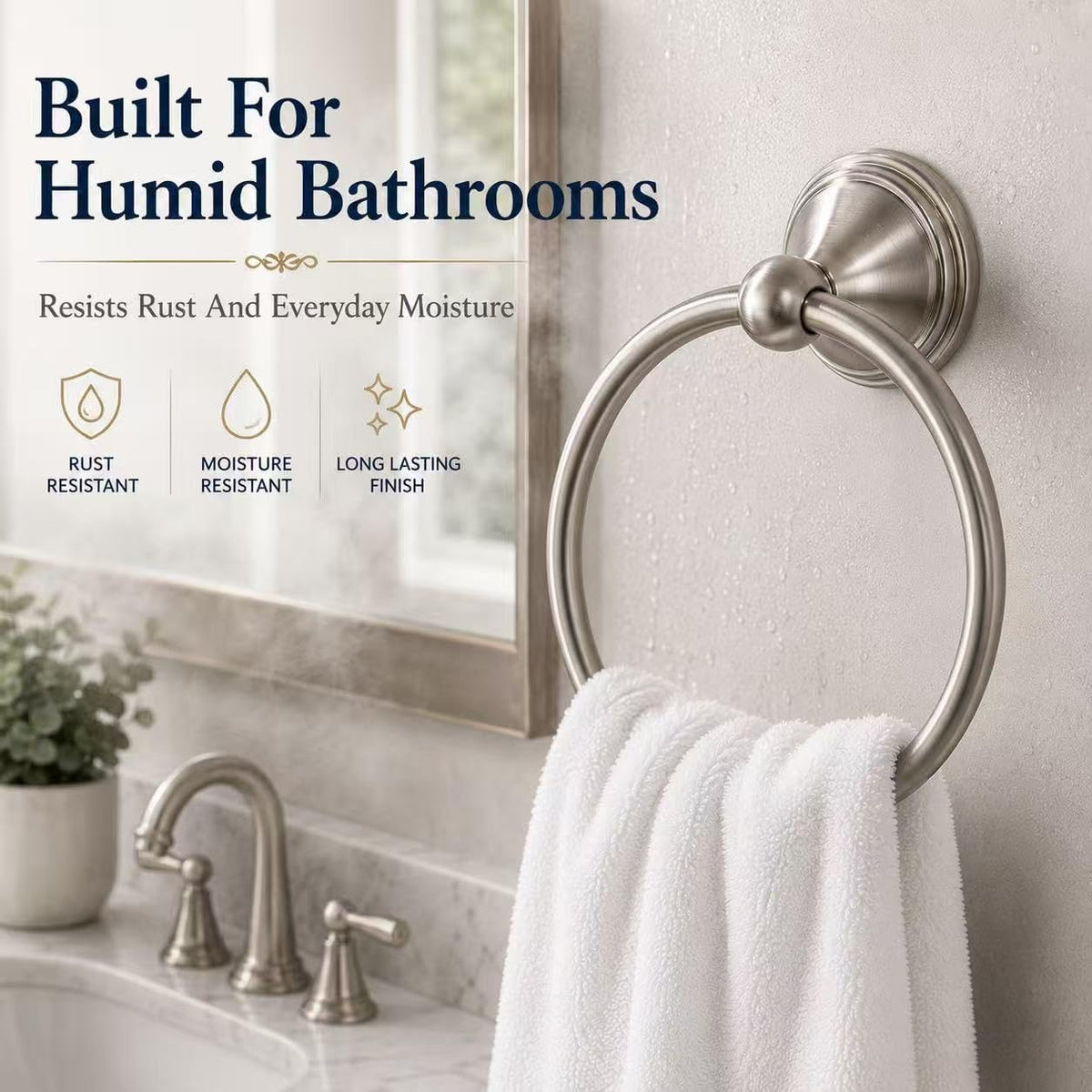 Towel Ring for Bathroom, Brushed Nickel Hand Towel Holder 1 Pack, Bathroom Accessories and Towel Racks for Bathroom Wall Mount
