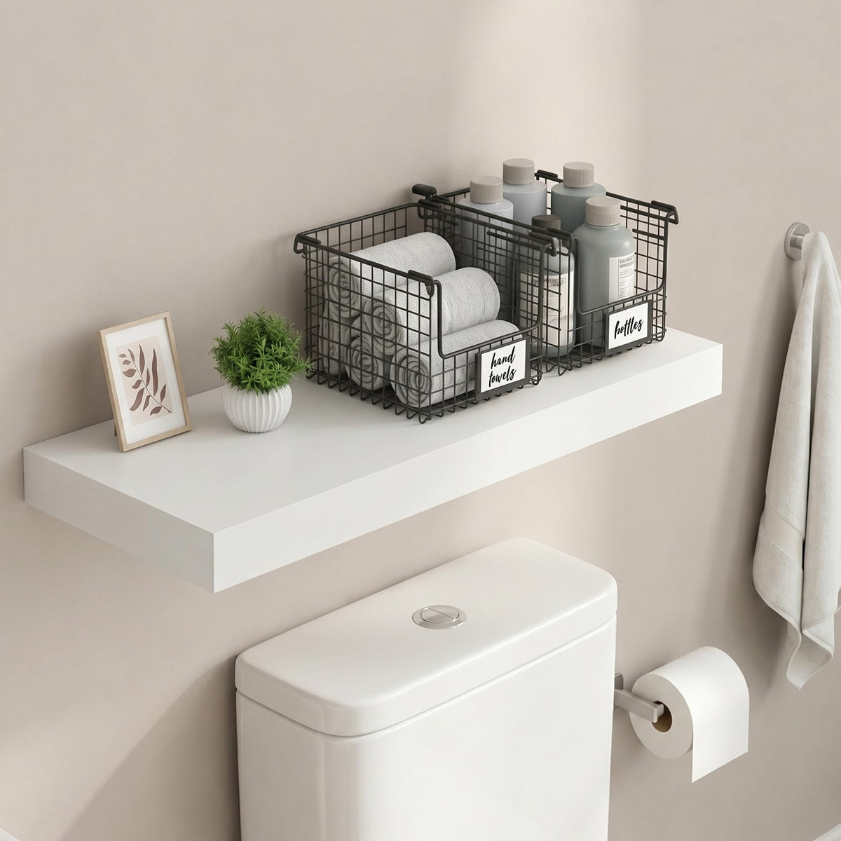 Furinno Tanna Floating Shelves for Wall, Bathroom Wall Shelf, Americano