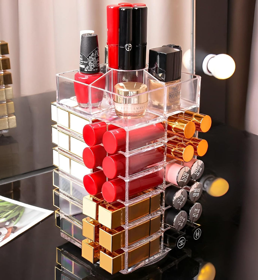 Sooyee 360 Degree Rotating Lipstick Organizer Holder, 53 Spaces