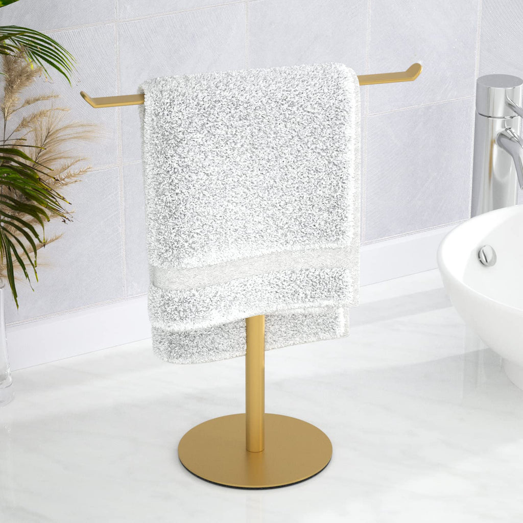 Black T-Shaped Hand Towel Holder Stand for Countertops, Stainless Steel