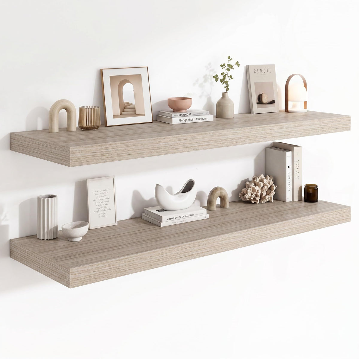 Deep Floating Shelves for Wall, 12 Inch Wide Small Wall Shelves Set of 2, 2 Inch Thick Invisible Wall Mounted Shelves for Bathroom Bedroom Nursery,Walnut Color