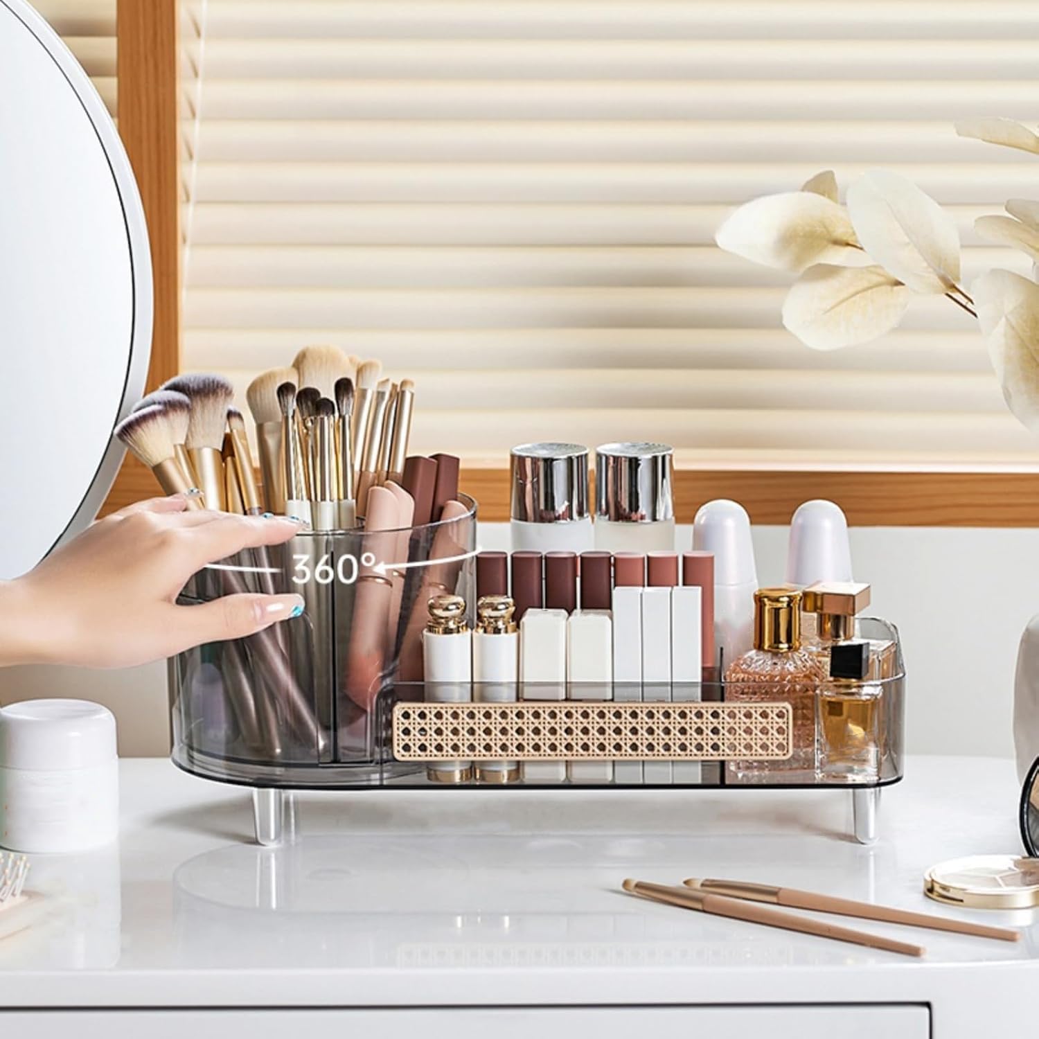 Booklov Rotating Makeup Organizer for Vanity Countertop, Amber