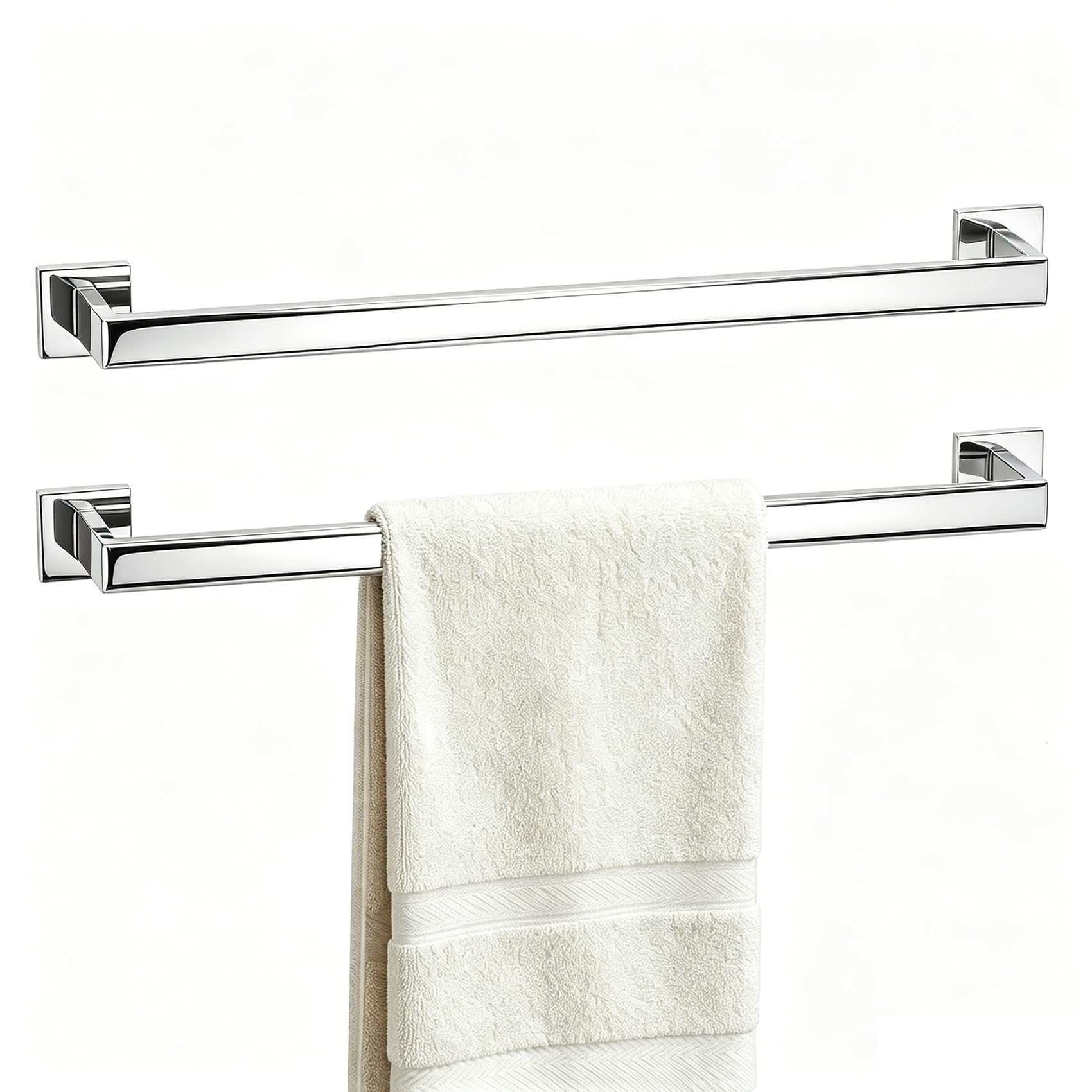 5-Piece Bathroom Hardware Set, 23.6 Inch Towel Bar Set SUS304 Stainless Steel Towel Racks for Bathroom Round Towel Bar, Towel Ring, Toilet Paper Holder, 2 Robe Hooks, Wall Mounted (Black)