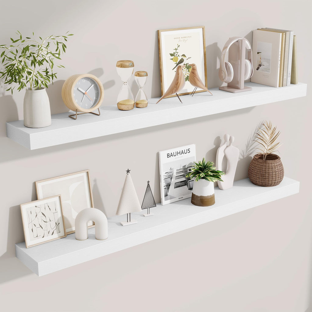 Fun Memories Floating Shelves Bathroom for Wall Mounted Shelves, 20 Inch Wood Shelf Set of 2, Home Storage & Display Decor, Walnut
