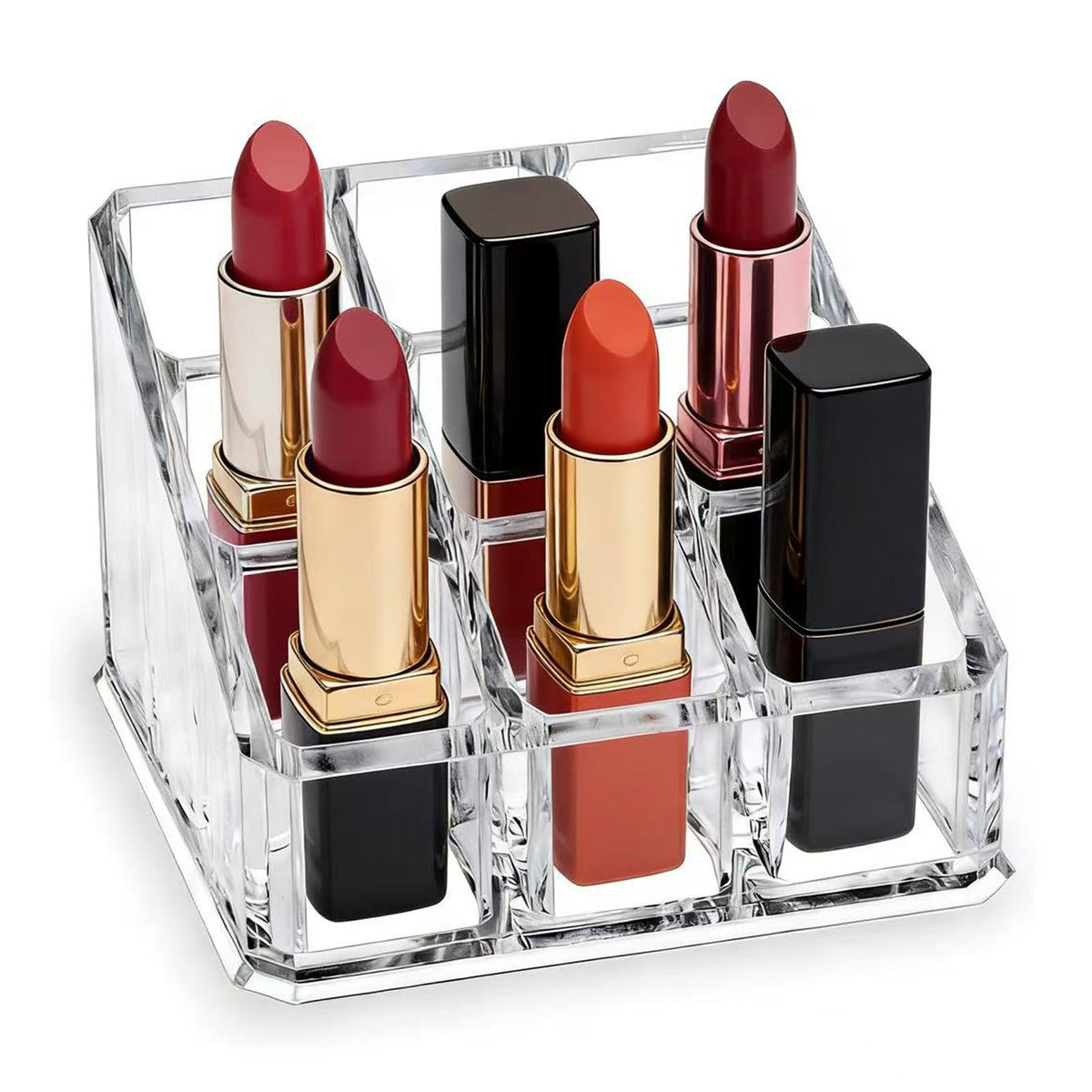 Clear Acrylic Lipstick Organizer Makeup Nail Brush Eyeliner Lip Liner Holder 26 Spaces Cosmetic Display Case