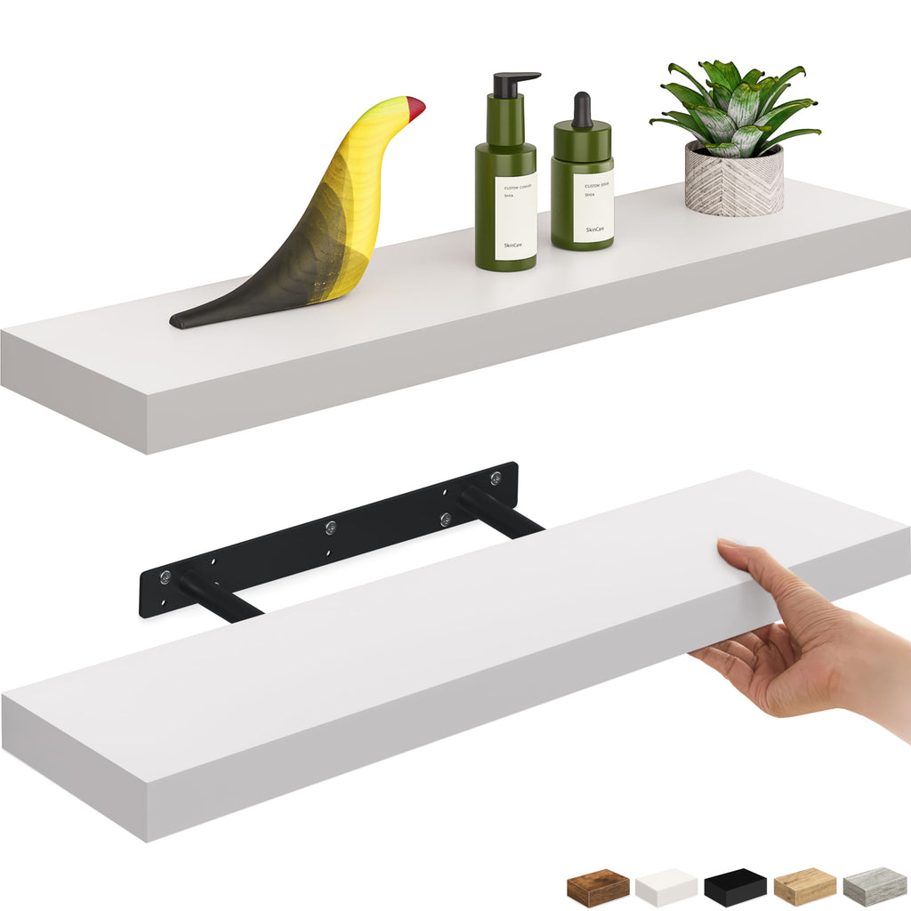 Ballucci Floating Shelf, 36" Hanging Shelf with Invisible Brackets, Wooden Floating Shelves for Walls, Book Shelf, Wall Shelves for Home Office, Bathroom, Living Room, 6 inch Deep, Gray