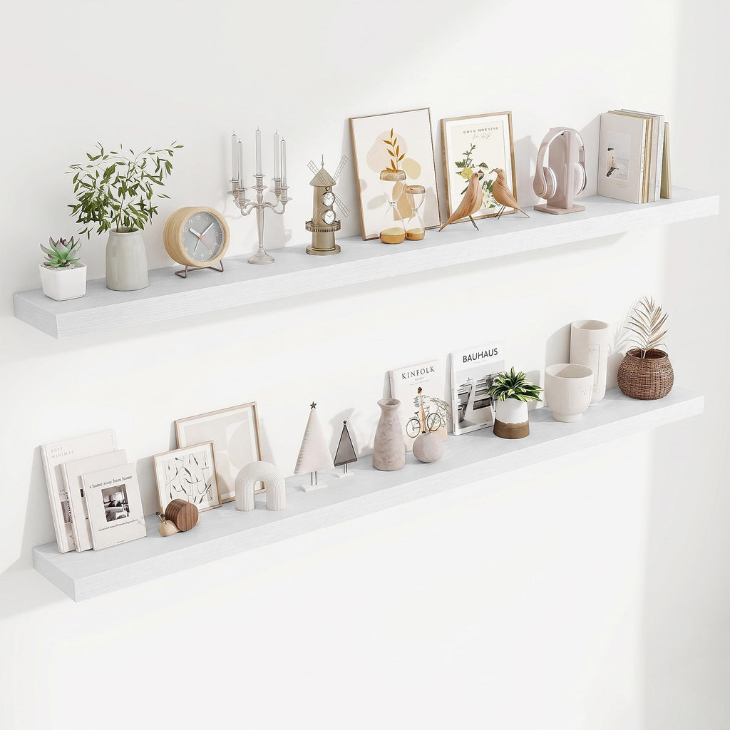 Fun Memories Floating Shelves Bathroom for Wall Mounted Shelves, 20 Inch Wood Shelf Set of 2, Home Storage & Display Decor, Walnut