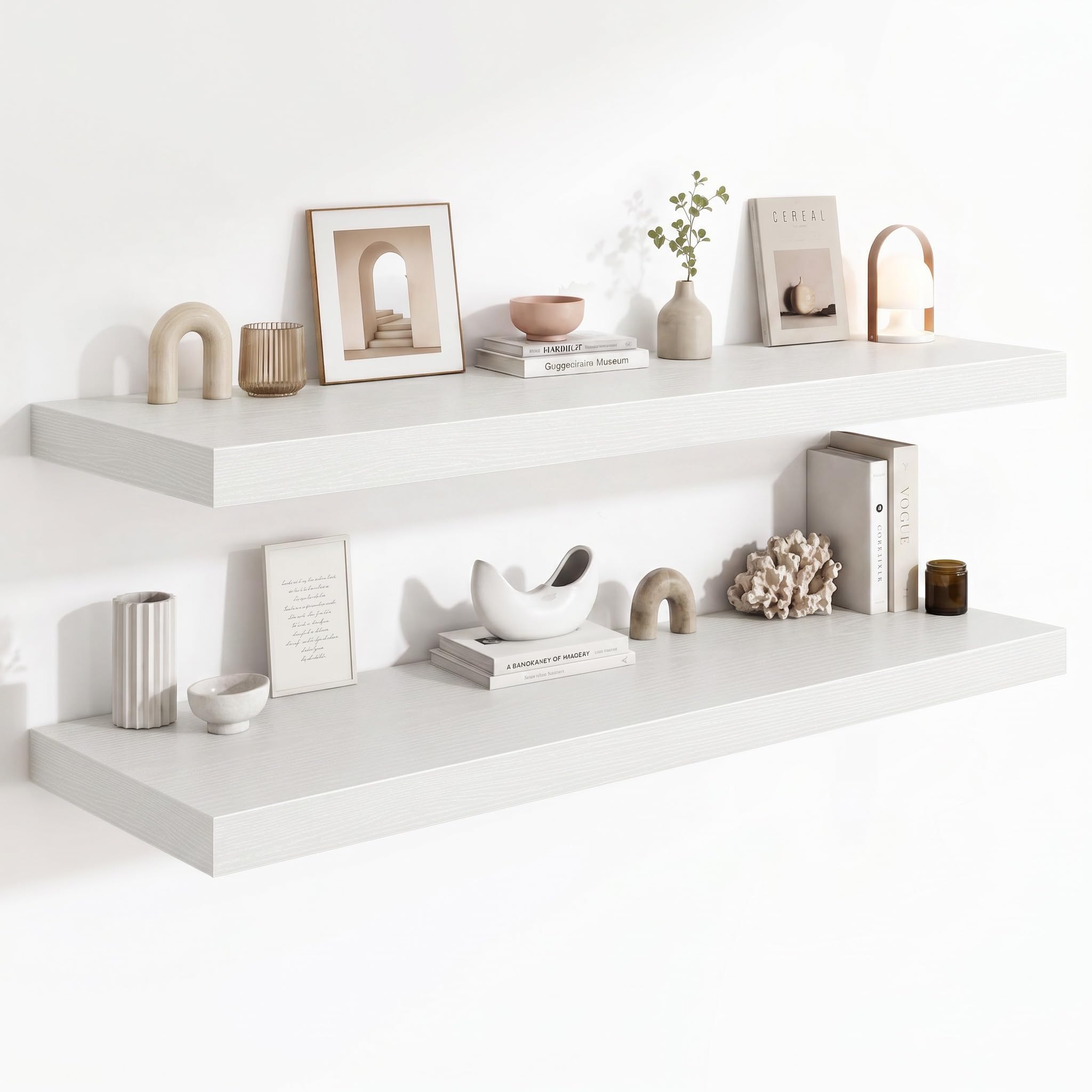 Deep Floating Shelves for Wall, 12 Inch Wide Small Wall Shelves Set of 2, 2 Inch Thick Invisible Wall Mounted Shelves for Bathroom Bedroom Nursery,Walnut Color