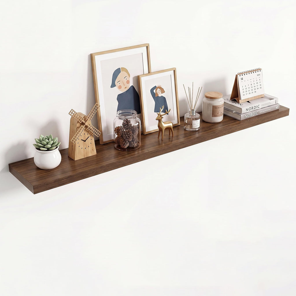 36in Floating Shelves for wall Set of 2, Black Wall Mounted Shelf 9.3in Deep for Wall Decor, Hanging Shelf 1.5in Thick for Living Room, Bedroom, Bathroom, Kitchen, Office