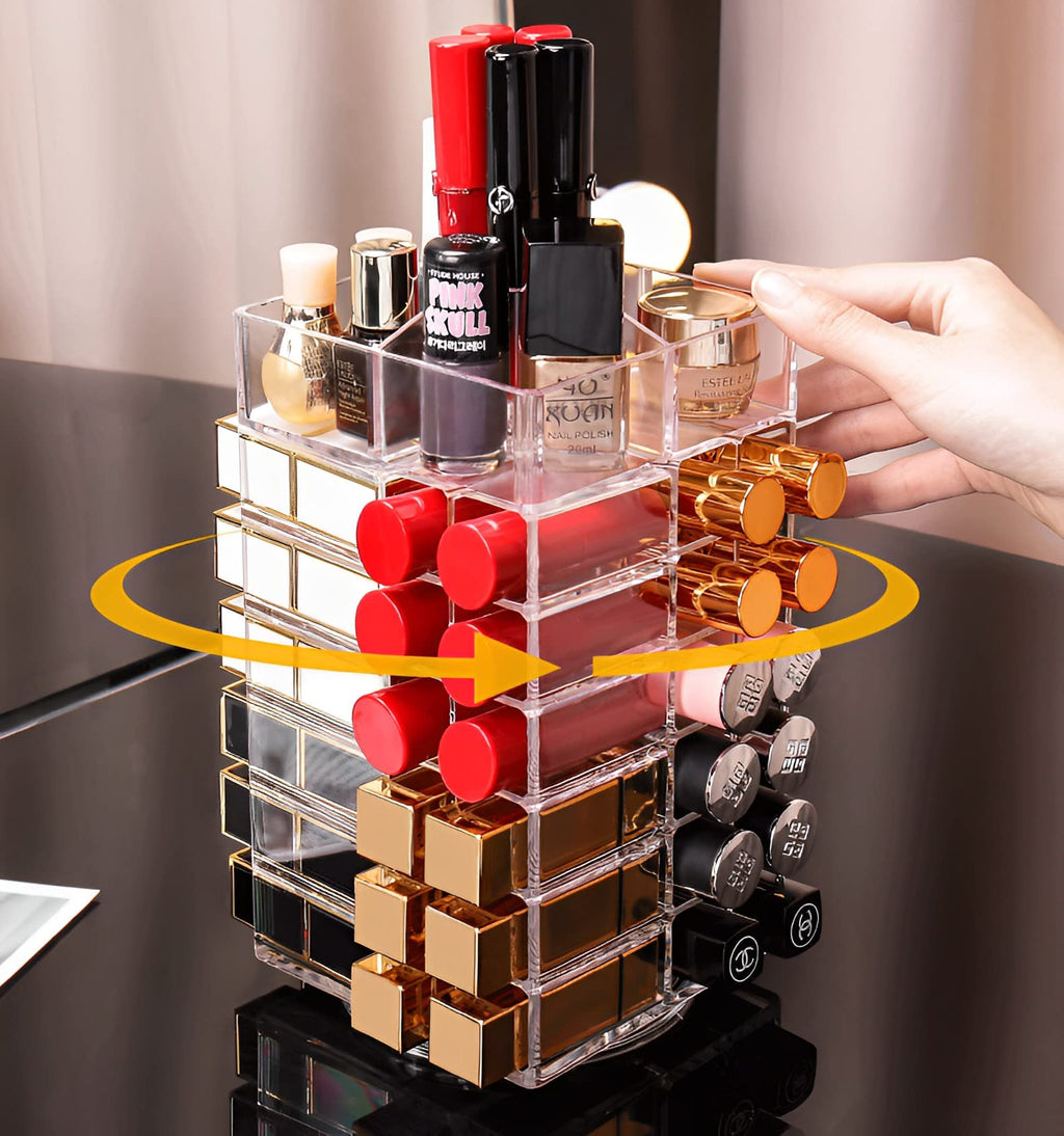 Sooyee 360 Degree Rotating Lipstick Organizer Holder, 53 Spaces
