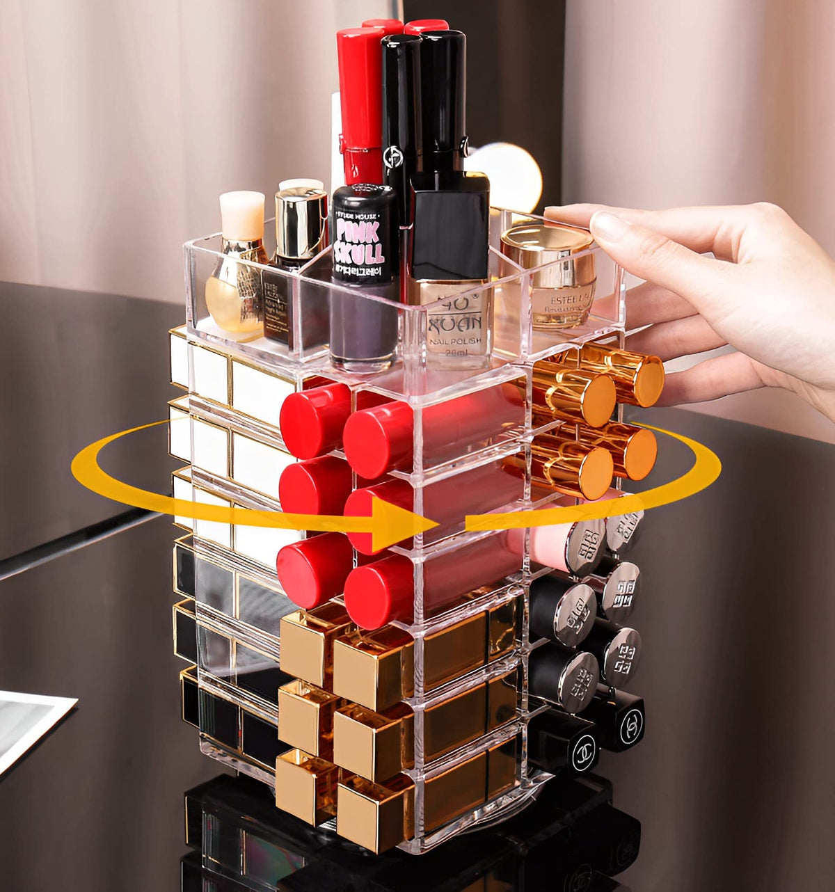 Sooyee 360 Degree Rotating Lipstick Organizer Holder, 53 Spaces