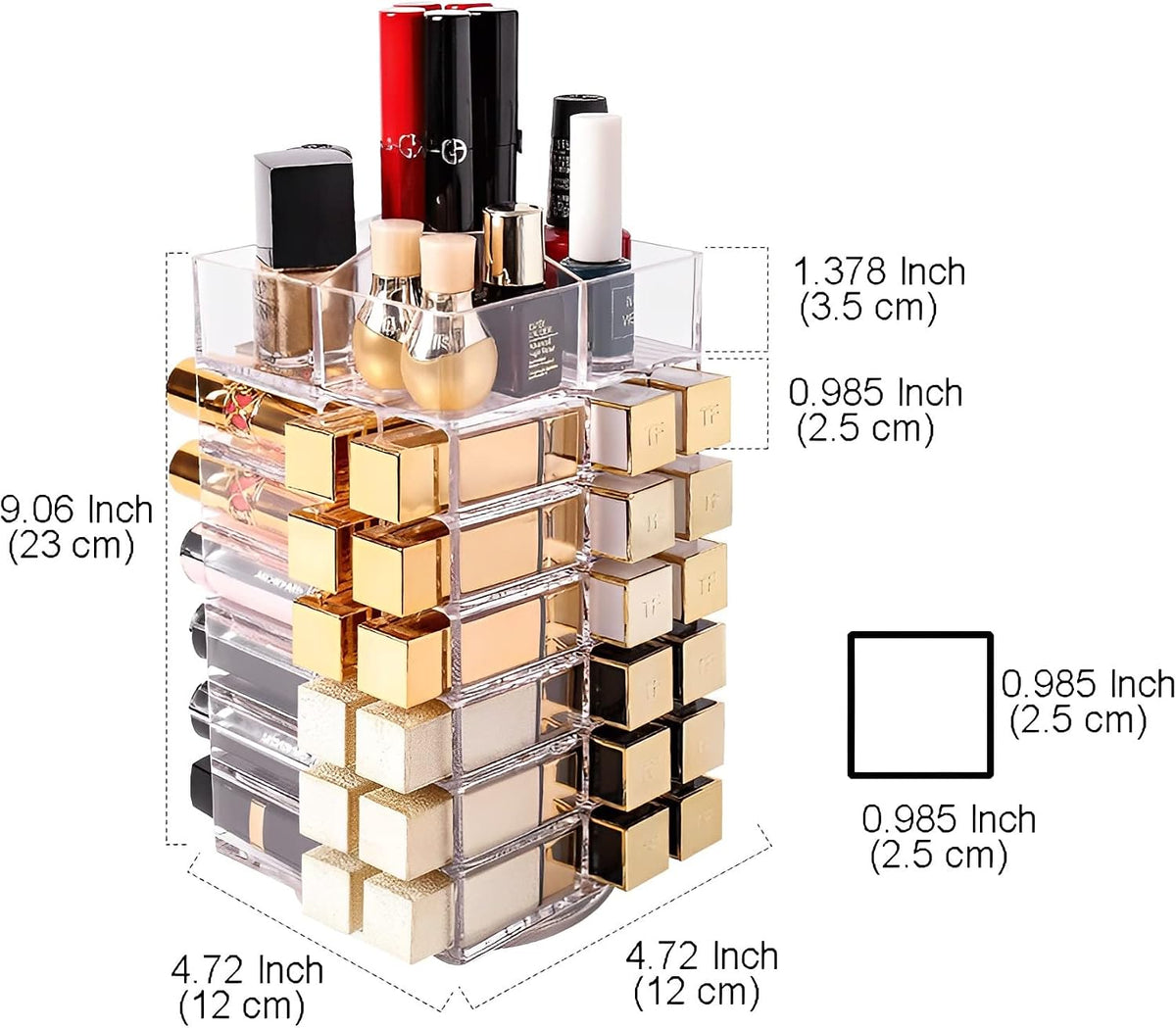 Sooyee 360 Degree Rotating Lipstick Organizer Holder, 53 Spaces