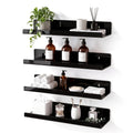 White Acrylic Bathroom Shelf Wall Mounted Floating Organizer with Front Lip