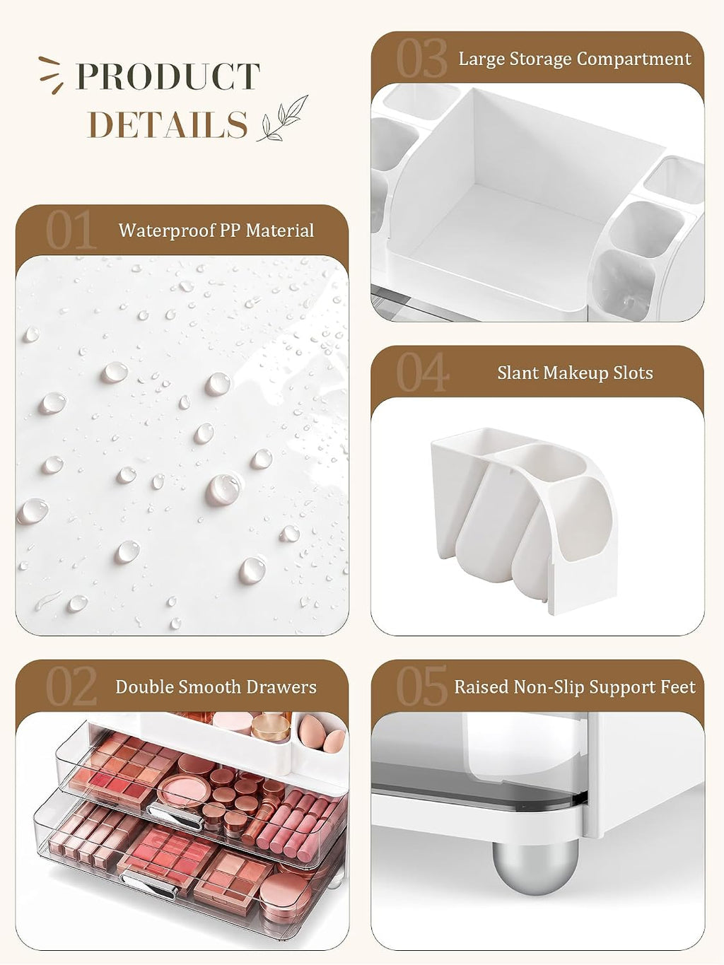 Large Makeup Organizer Countertop for Vanity Skincare Organizers