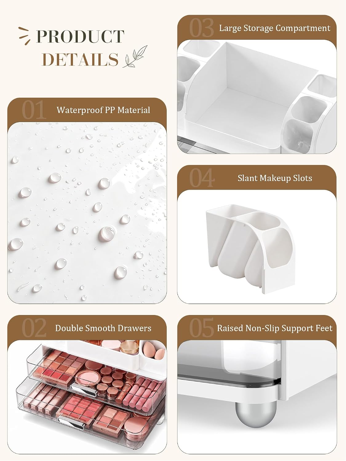 Large Makeup Organizer Countertop for Vanity Skincare Organizers