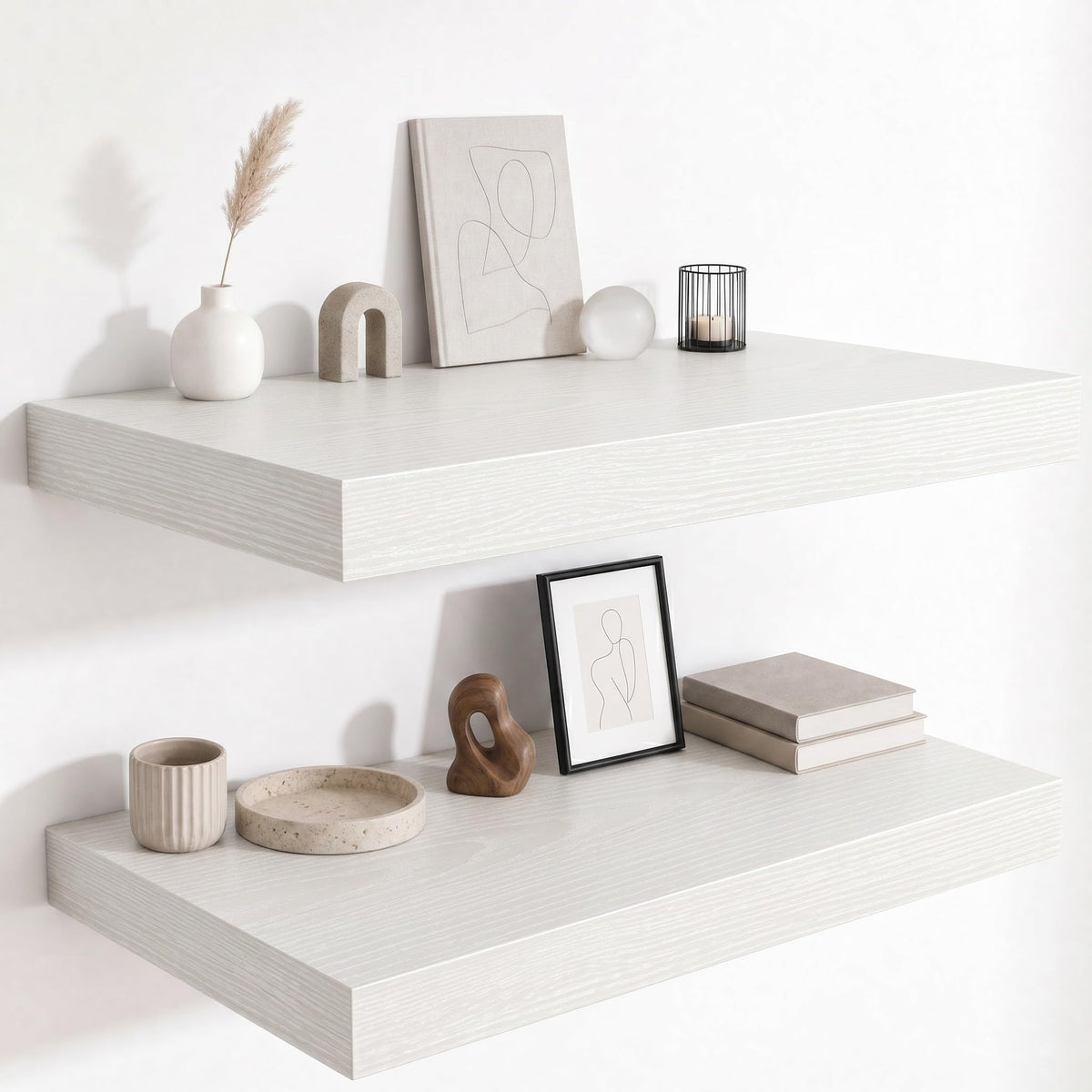 Deep Floating Shelves for Wall, 12 Inch Wide Small Wall Shelves Set of 2, 2 Inch Thick Invisible Wall Mounted Shelves for Bathroom Bedroom Nursery,Walnut Color