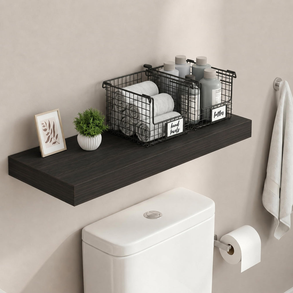 Furinno Tanna Floating Shelves for Wall, Bathroom Wall Shelf, Americano