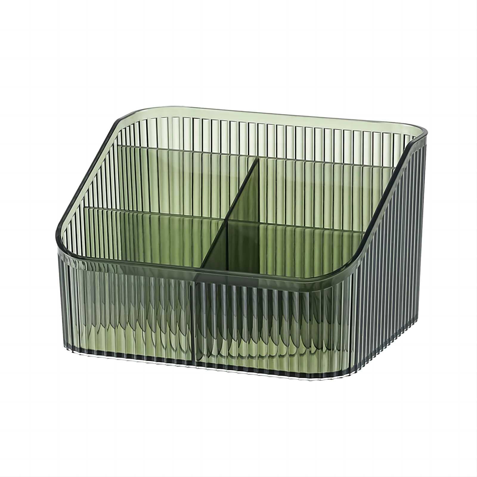 DASITON Large Capacity Makeup Brush Holder,8 Slot Makeup Brush Cup,Vintage striped Make Up Brush Holder,for Vanity Decor,Bathroom Countertops,Desk Storage Container,Cosmetic Display cases(Green-XL)