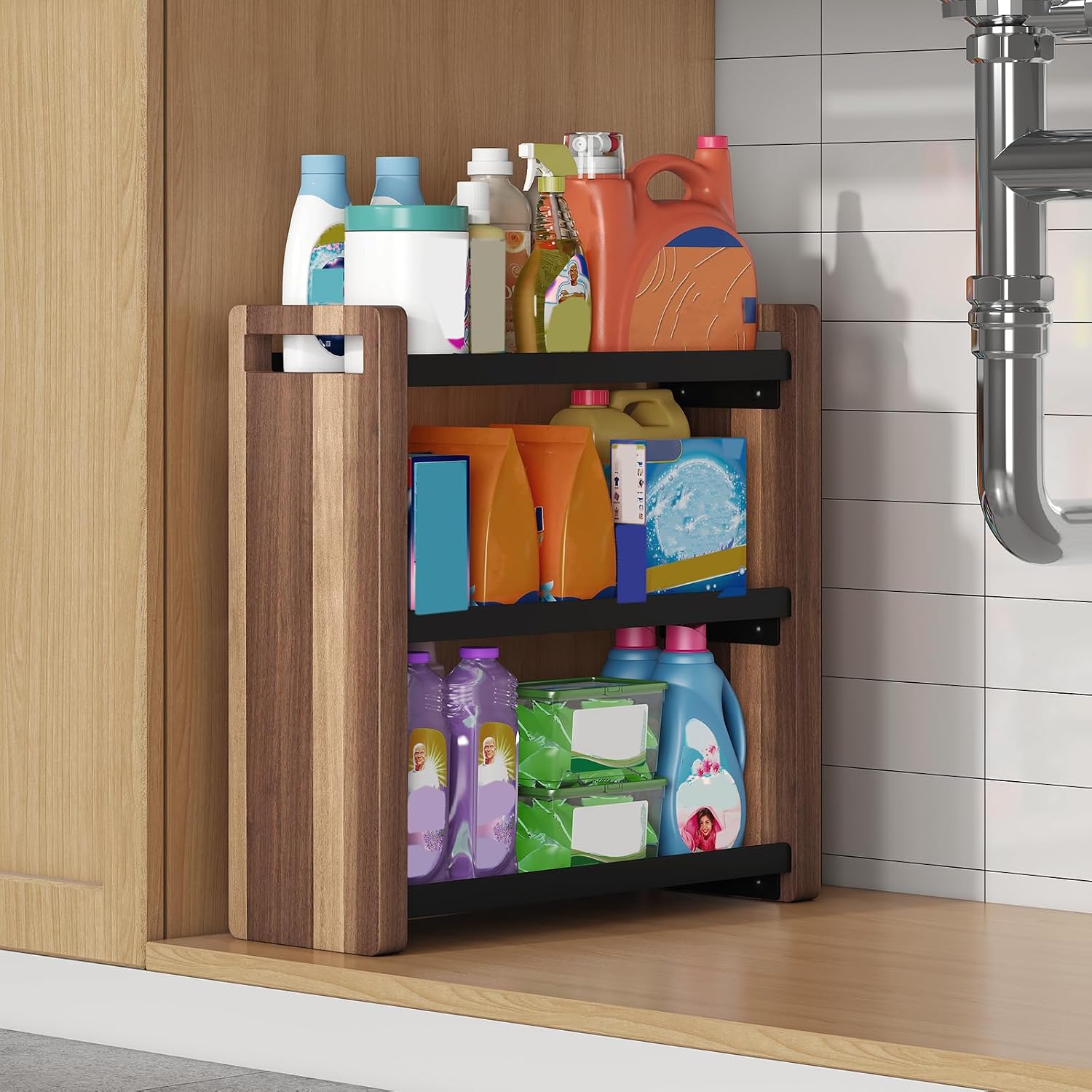 3 Tiers Bathroom Countertop Organizer, Bathroom Shelf, Makeup Organizer | Kitchen Countertop Organizer, Vanity Shelf, Bathroom Sink Organizer, Bathroom Organizers and Storage, Acacia