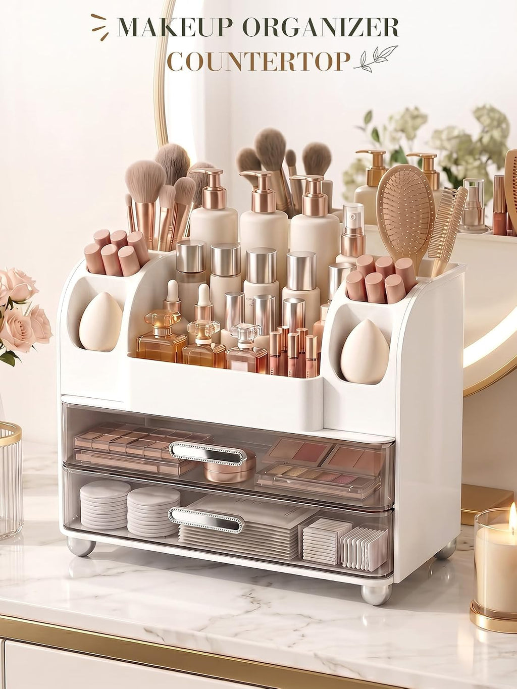 Large Makeup Organizer Countertop for Vanity Skincare Organizers