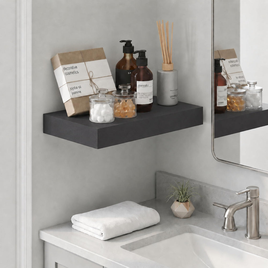 Furinno Tanna Floating Shelves for Wall, Bathroom Wall Shelf, Americano