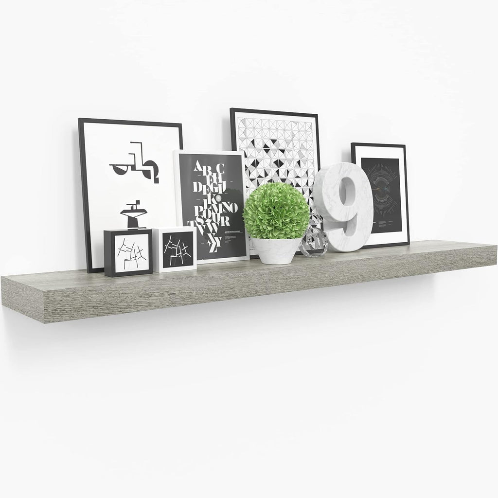 Ballucci Floating Shelf, 36" Hanging Shelf with Invisible Brackets, Wooden Floating Shelves for Walls, Book Shelf, Wall Shelves for Home Office, Bathroom, Living Room, 6 inch Deep, Gray