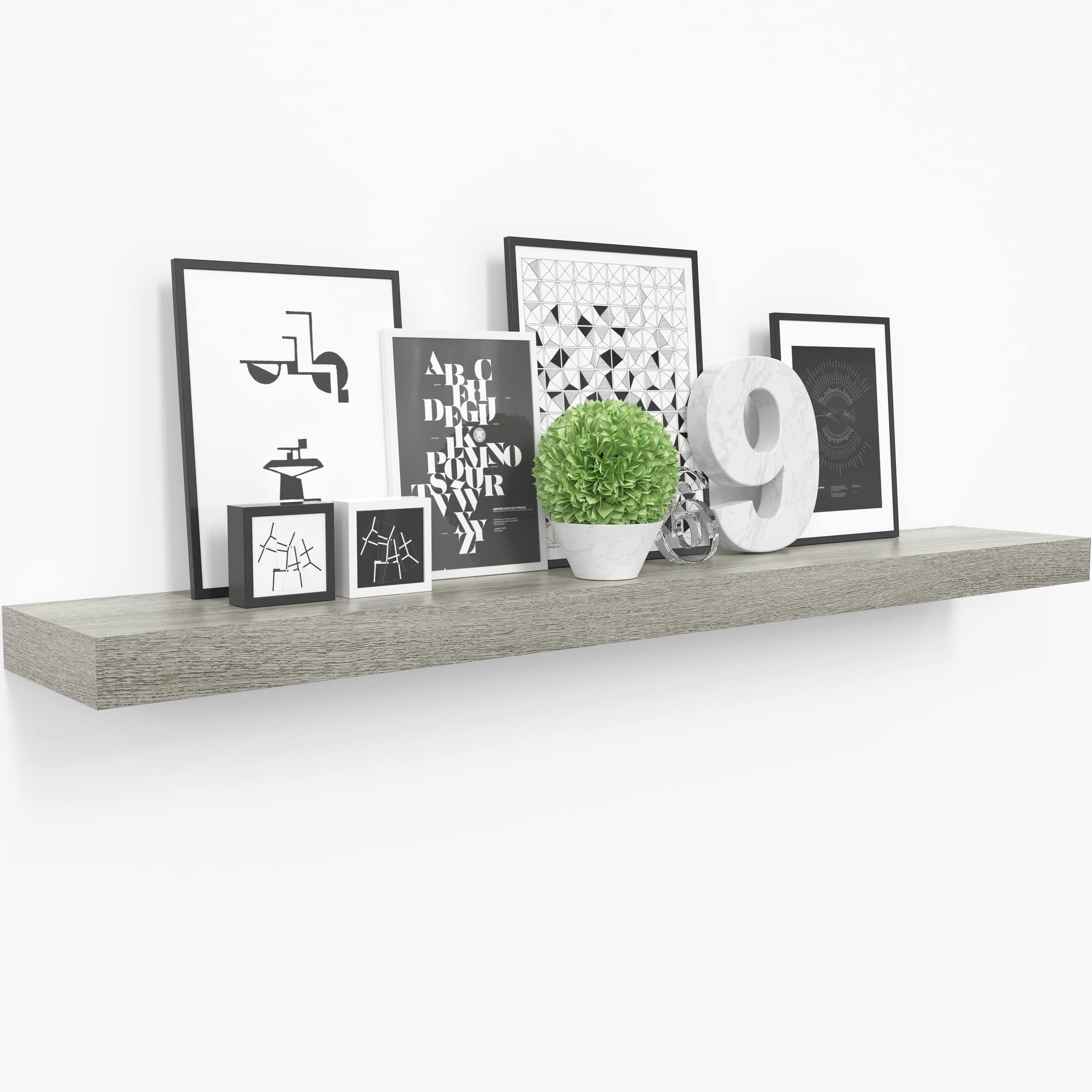Ballucci Floating Shelf, 36" Hanging Shelf with Invisible Brackets, Wooden Floating Shelves for Walls, Book Shelf, Wall Shelves for Home Office, Bathroom, Living Room, 6 inch Deep, Gray