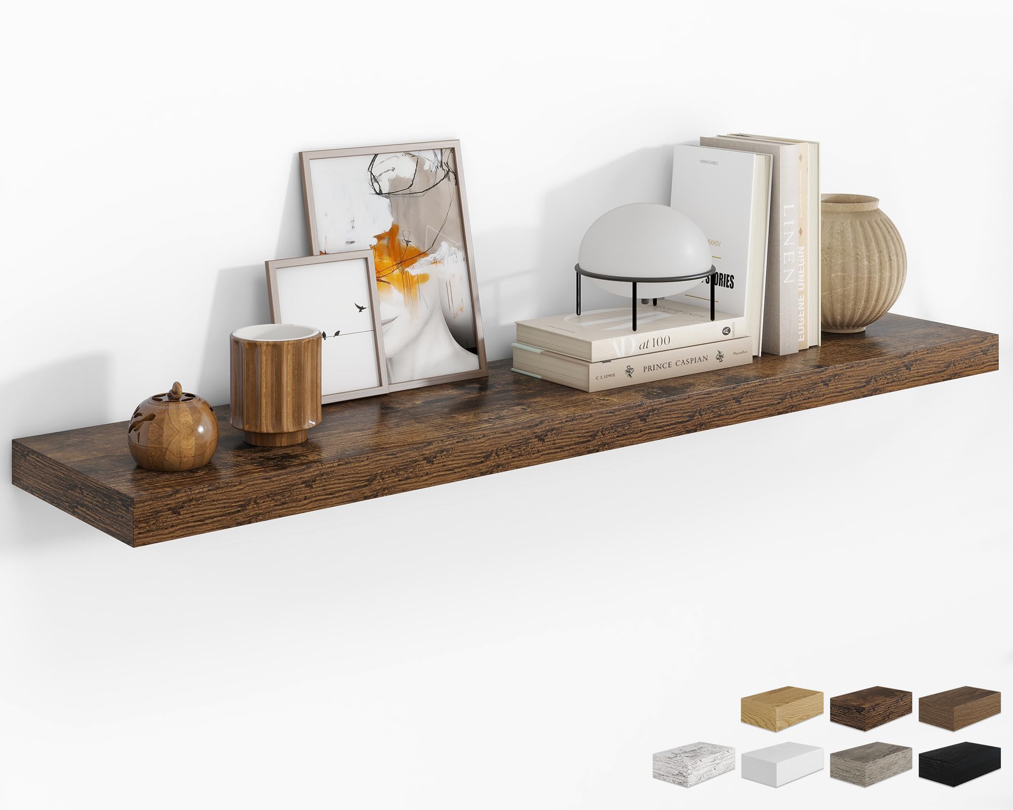 RICHFOCUS 28Inch Floating Shelves for Wall 2 Pack Shelves for Bedroom|Kitchen|Bathroom|Laundry Room Rustic Wood Wall Mounted Shelf with Invisible Brackets for Books|Storage|Decor, Oak