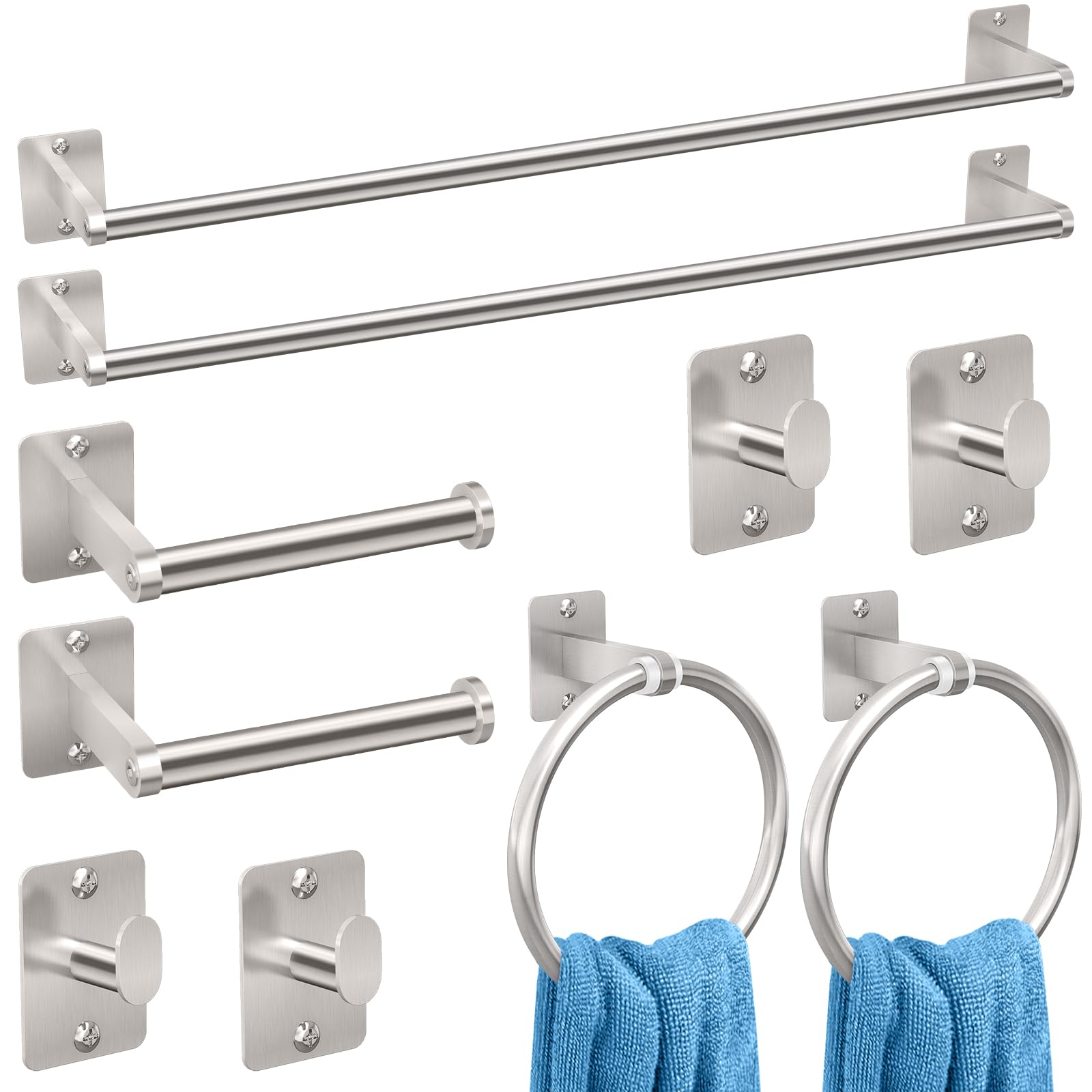 KLJKPA 10-Piece Bathroom Accessories Set, 24 inch Towel Bar