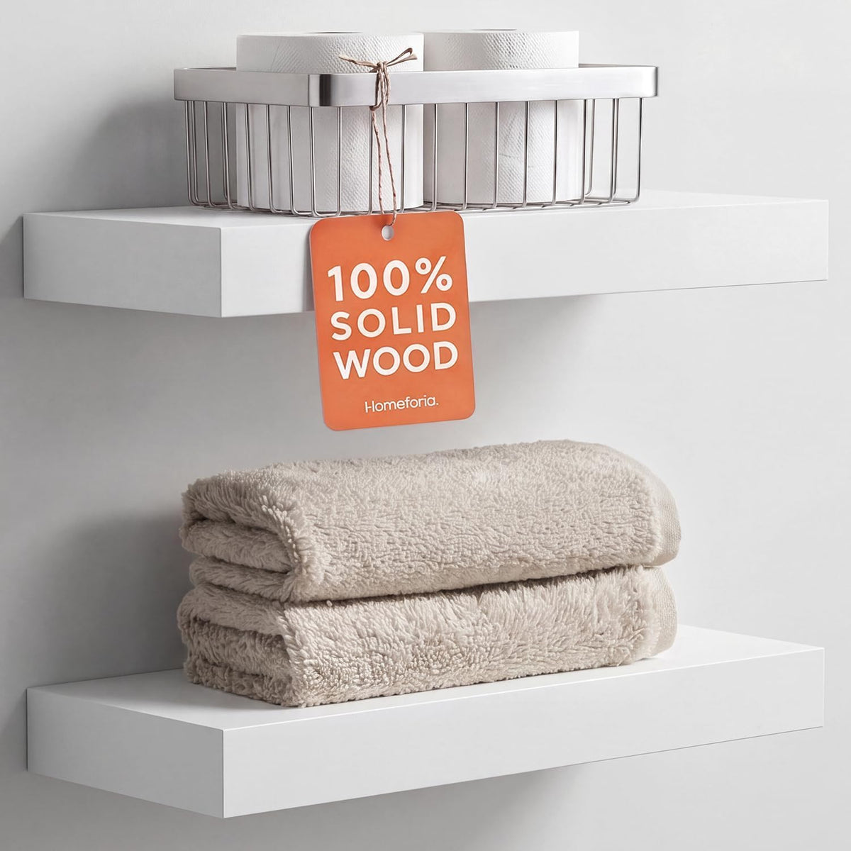 Homeforia 24 Inch Floating Shelves, High-End Solid Pine Wood, Set of 2