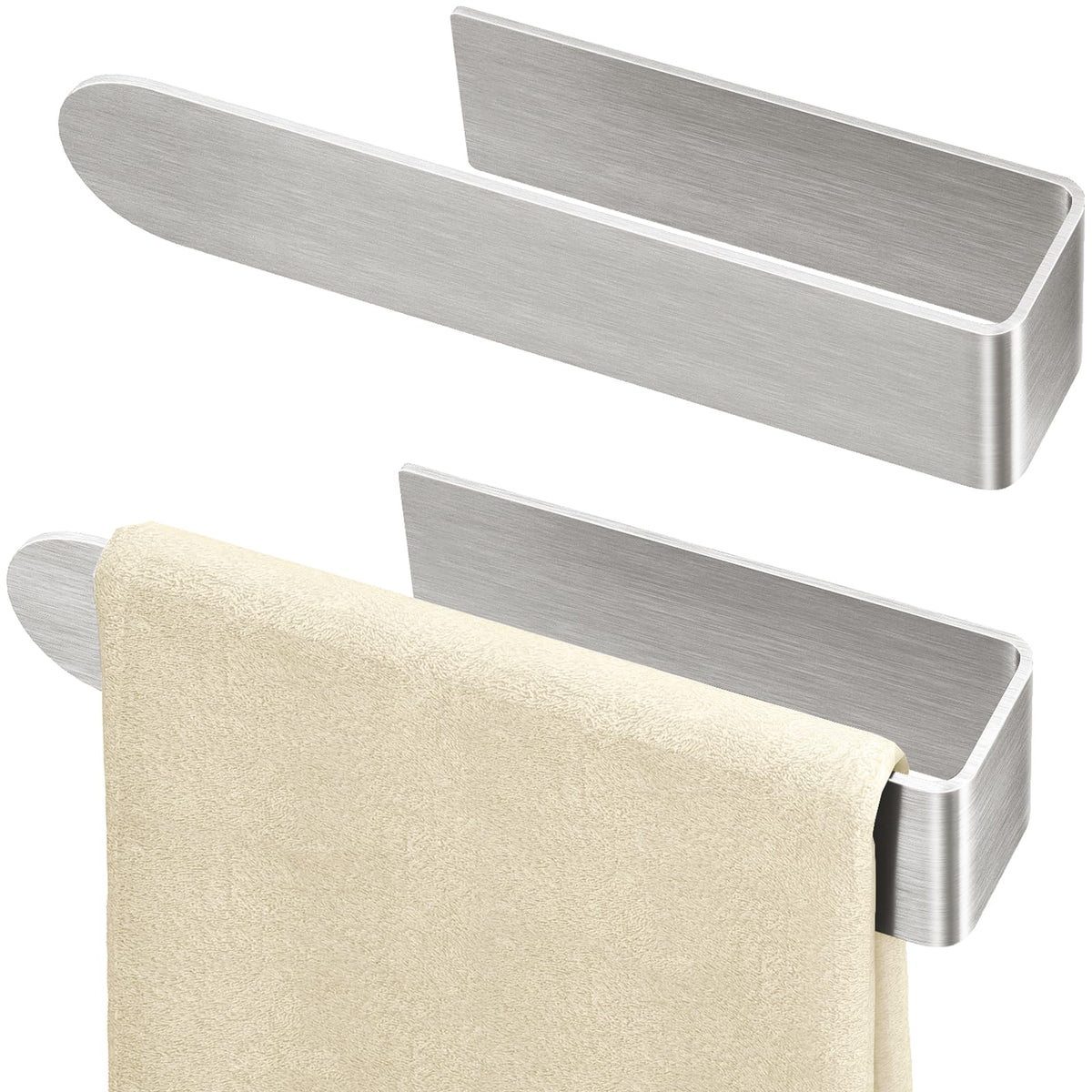 Bethom Hand Towel Holder, 8 Inch Self Adhesive Towel Racks Black, 2 Pack