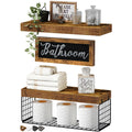QEEIG ‎Bathroom Shelves with Decor Sign (Black, 15.7")