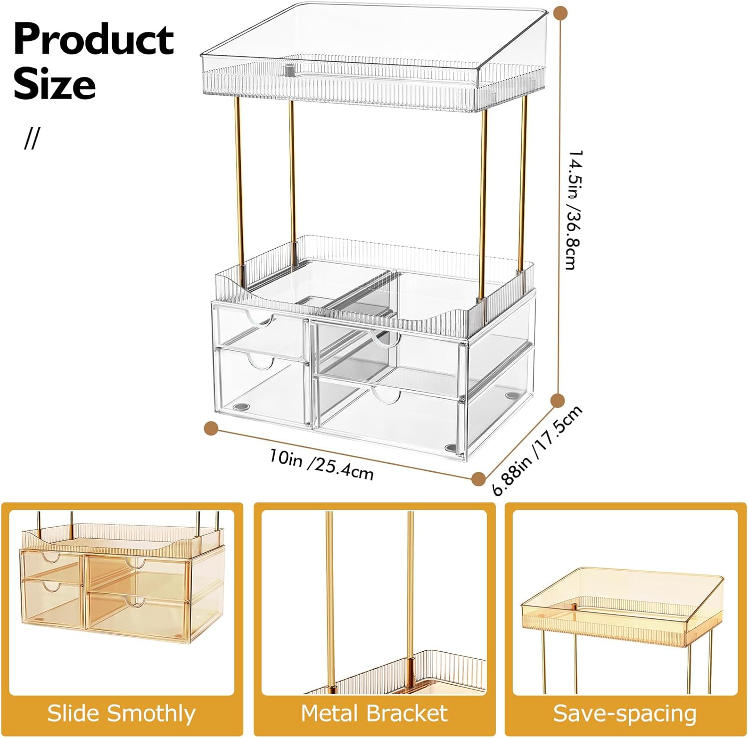 SNSLXH 4-Tier Clear Makeup Organizer Bathroom Storage