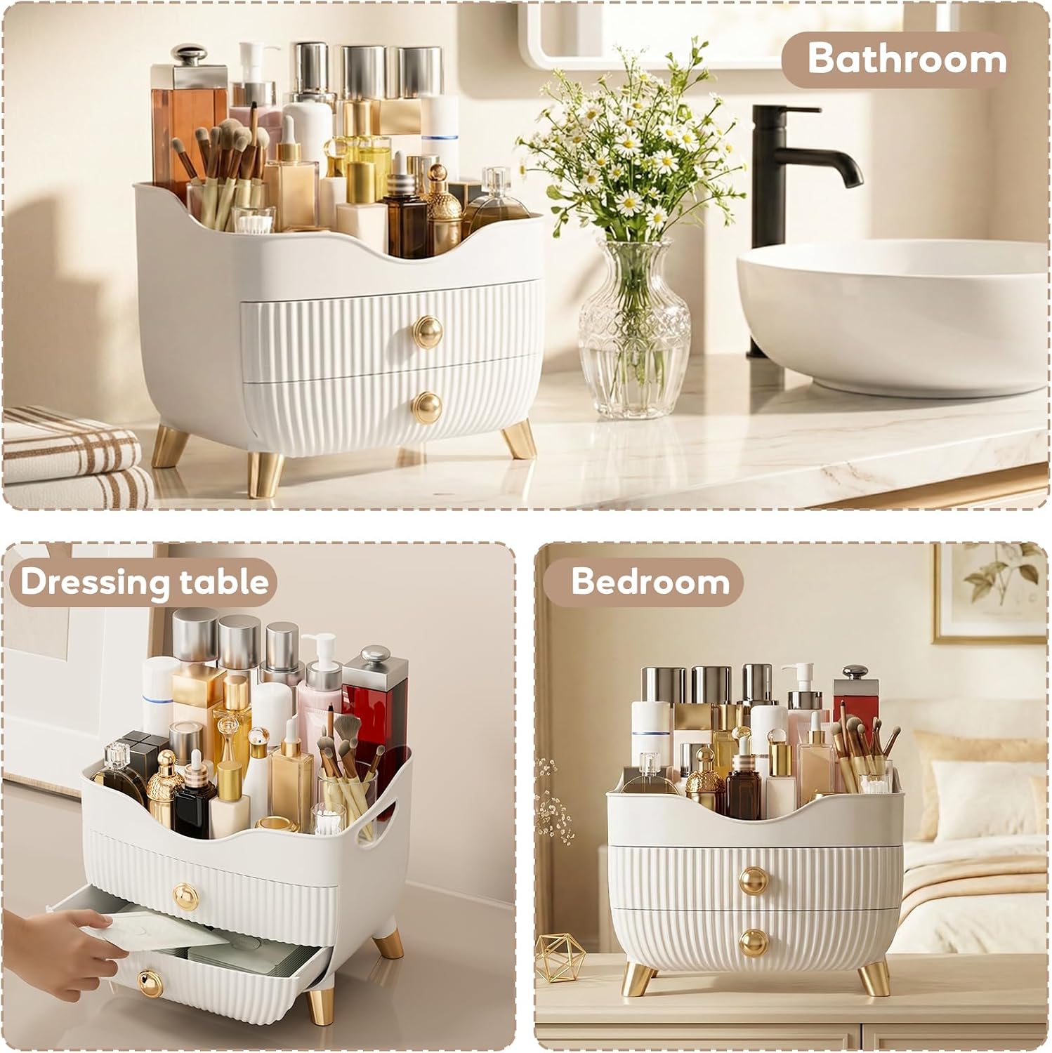 Makeup Organizer Countertop, Large Capacity Skincare Organizer for Vanity