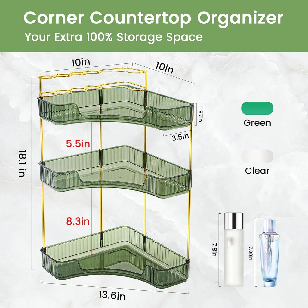 Makeup Organizer 3 Tier Bathroom Counter Organizer with Makeup Brush Holder
