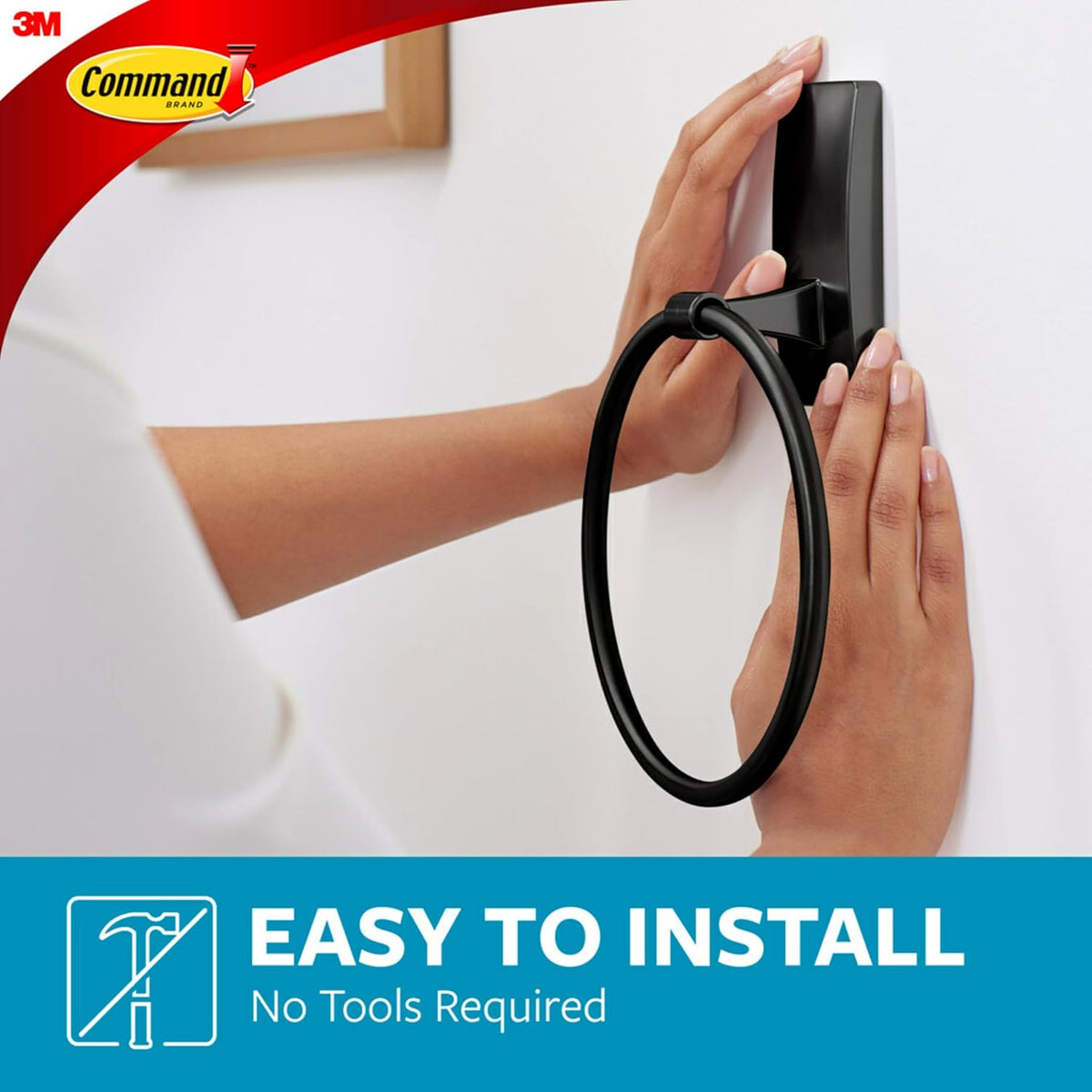 Command Towel Ring, Matte Black, 1 Holder, 2 Strips