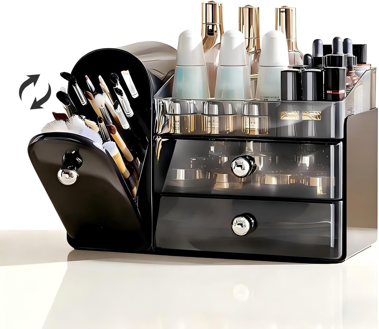 Makeup Organizer for Vanity with Brush Holder,Skincare Organizer
