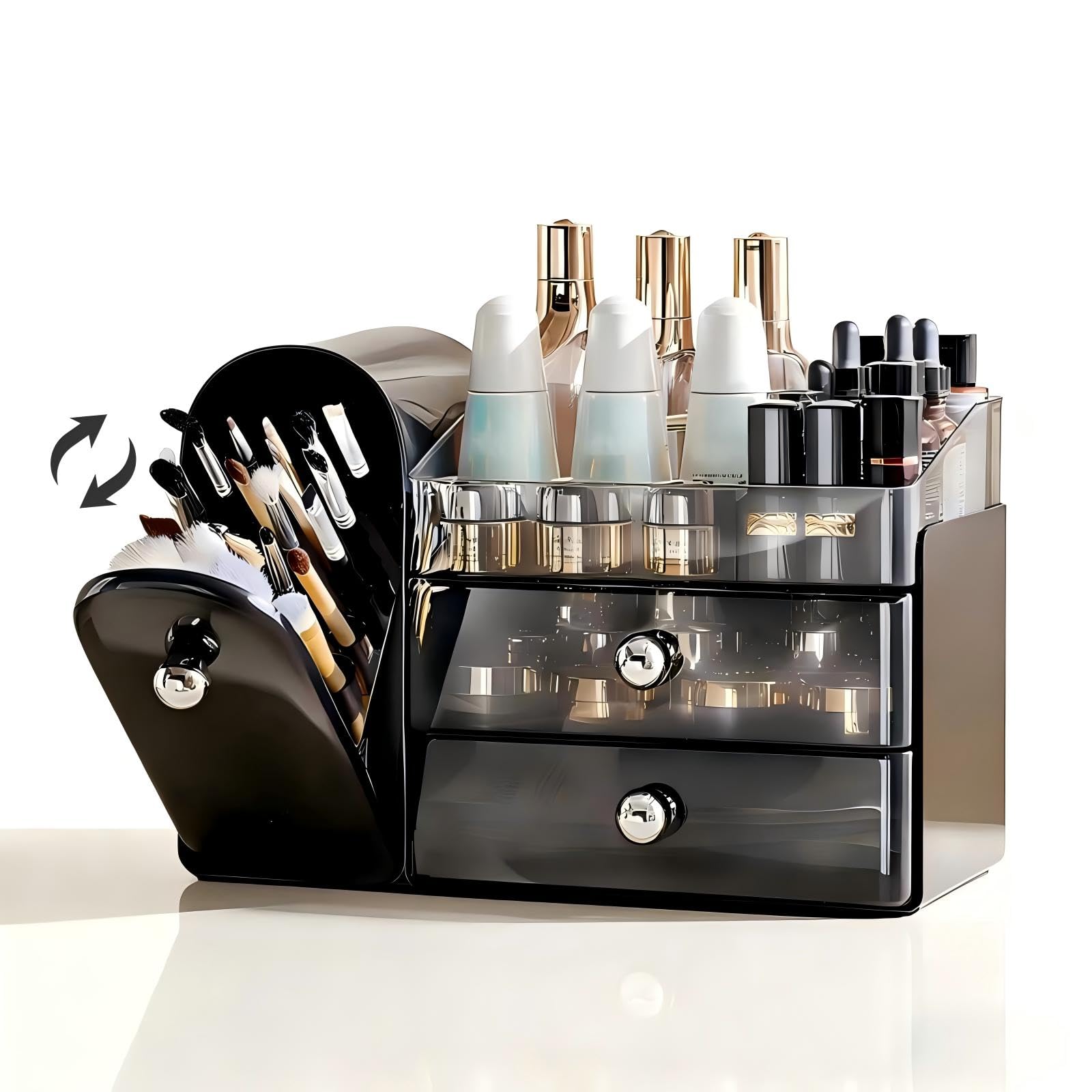 Makeup Organizer for Vanity with Brush Holder,Skincare Organizer