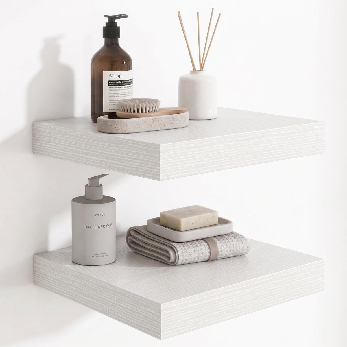 Deep Floating Shelves for Wall, 12 Inch Wide Small Wall Shelves Set of 2, 2 Inch Thick Invisible Wall Mounted Shelves for Bathroom Bedroom Nursery,Walnut Color