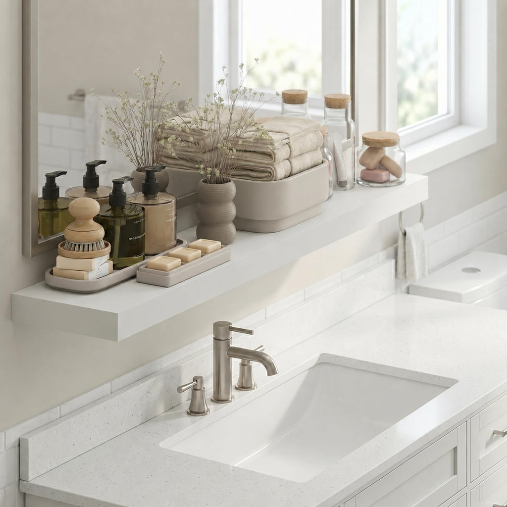 Furinno Tanna Floating Shelves for Wall, Bathroom Wall Shelf, Americano
