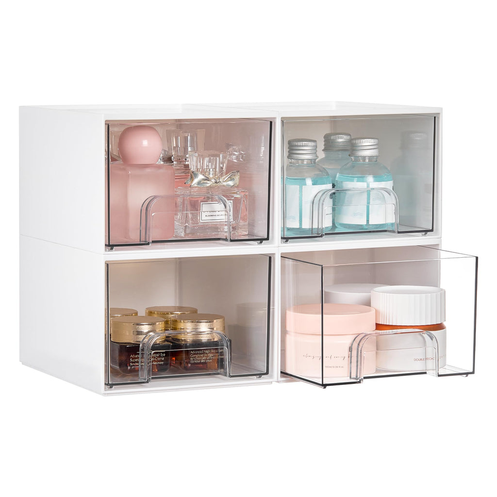 Vtopmart Clear Stackable Storage Drawers, 2 Pack Wide Plastic Organizers