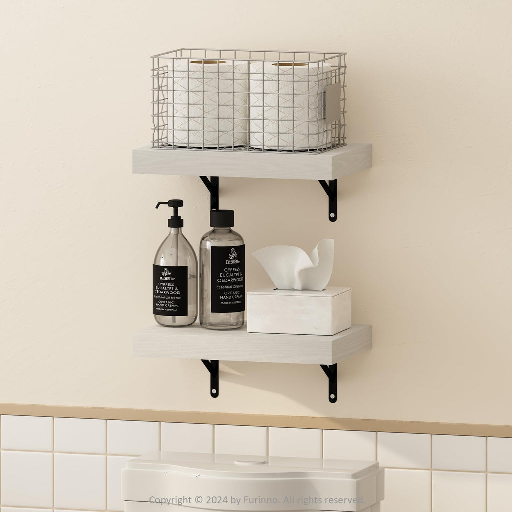Furinno Tanna Floating Shelves for Wall Set of 2, 22-Inch Bathroom Wall Shelf, Wall Mounted Shelf, for Bathroom Organizers and Storage, Living Room, Natural