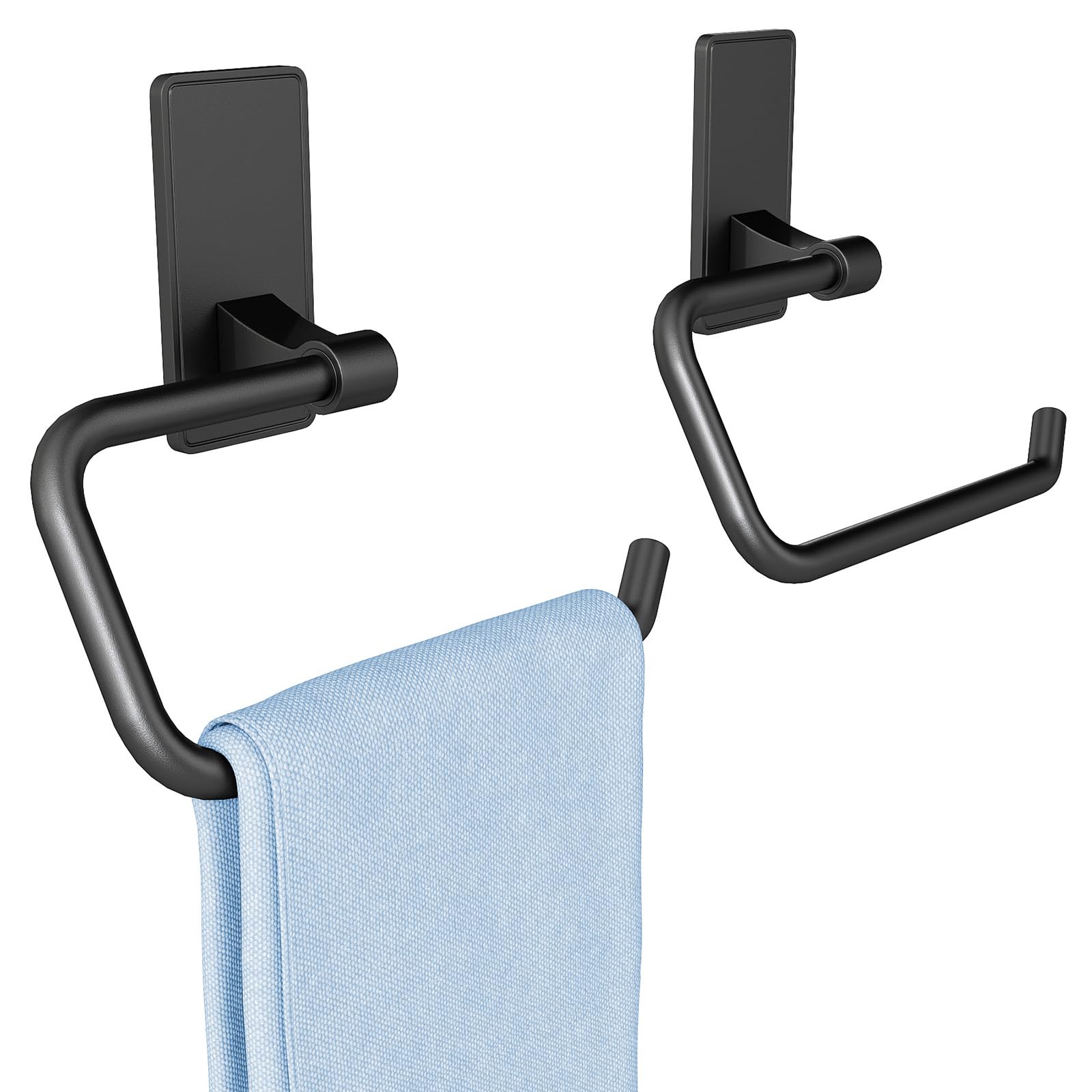 Towel Ring, SUS304 Hand Towel Holder for Bathroom，Adhesive Towel Holder Bathroom Towel Hanger for Bathroom, Matte Black