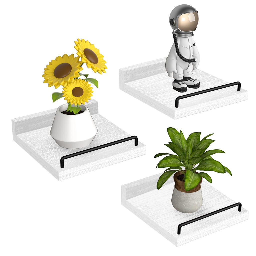 RYOFOBETTO Floating Shelves for Wall Decor Bathroom Shelves Over Toilet, Farmhouse Wall Shelves for Living Room, Bedroom, Picture Frames, Plants, Kitchen (Black, Set of 3)