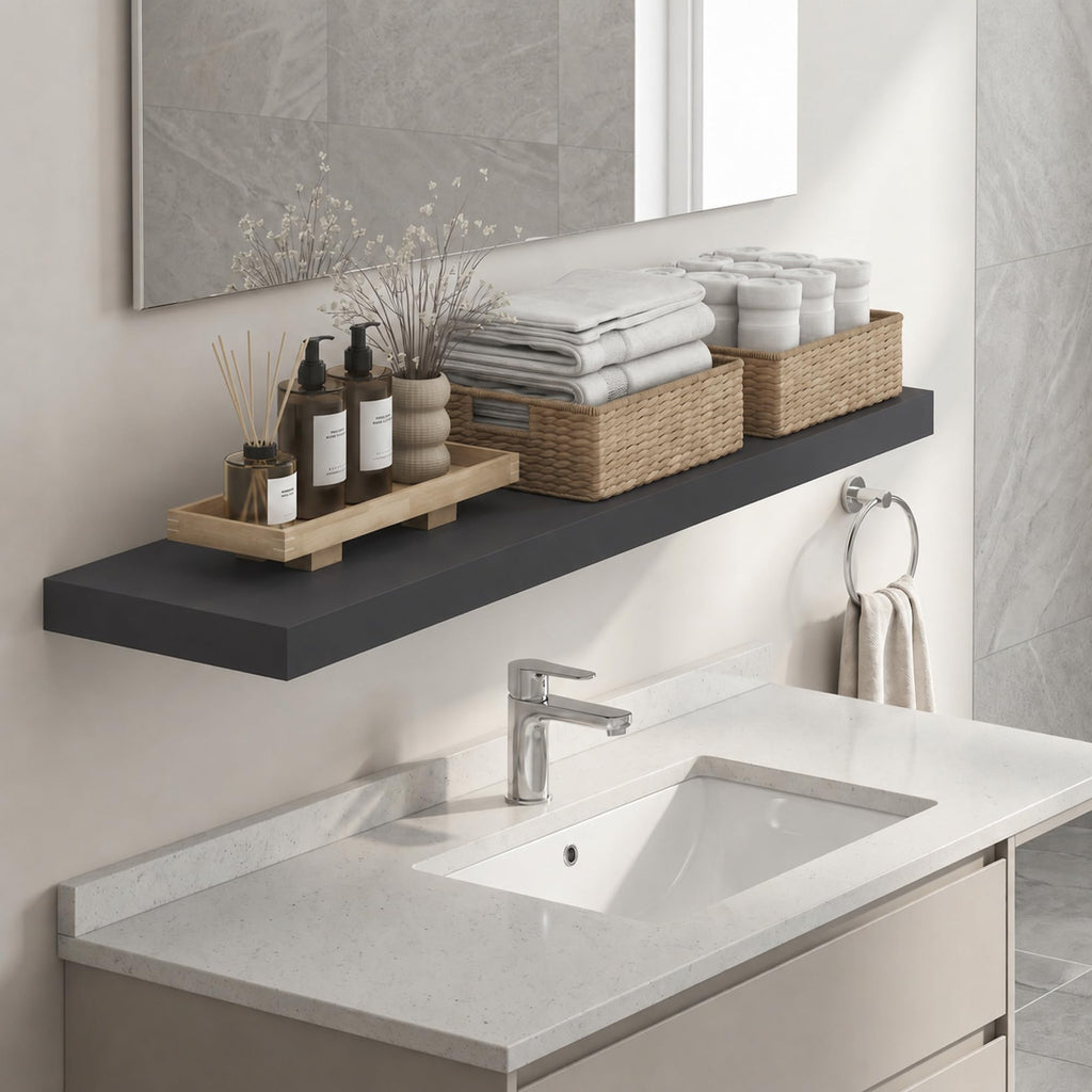 Furinno Tanna Floating Shelves for Wall, Bathroom Wall Shelf, Americano