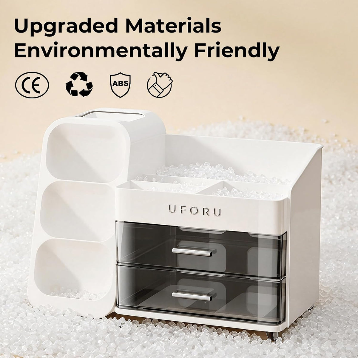 UFORU Makeup Organizer Countertop with Brush Holder for Vanity Bathroom