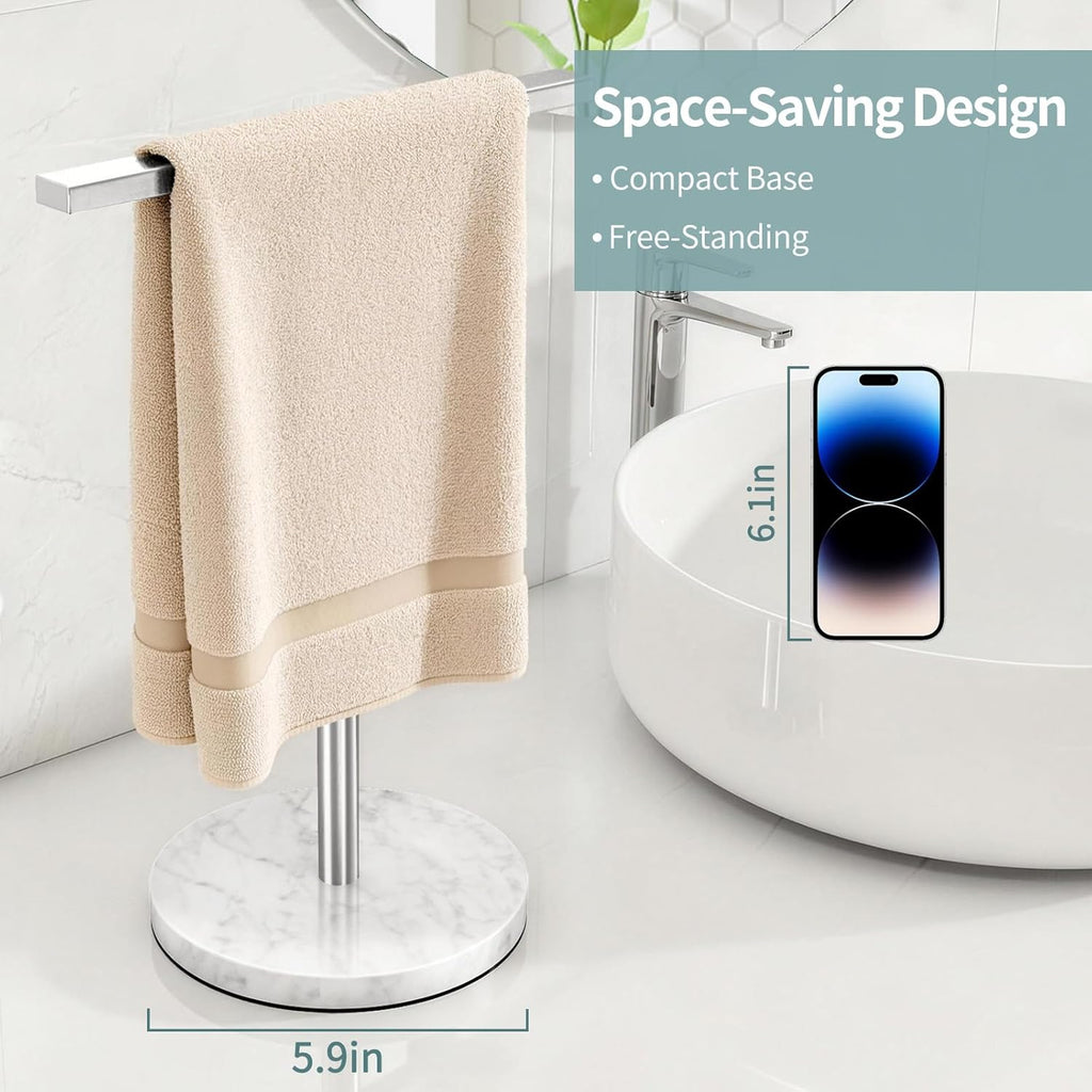 Gypie Hand Towel Holder Stand Countertop T-Shape, Brushed Nickel