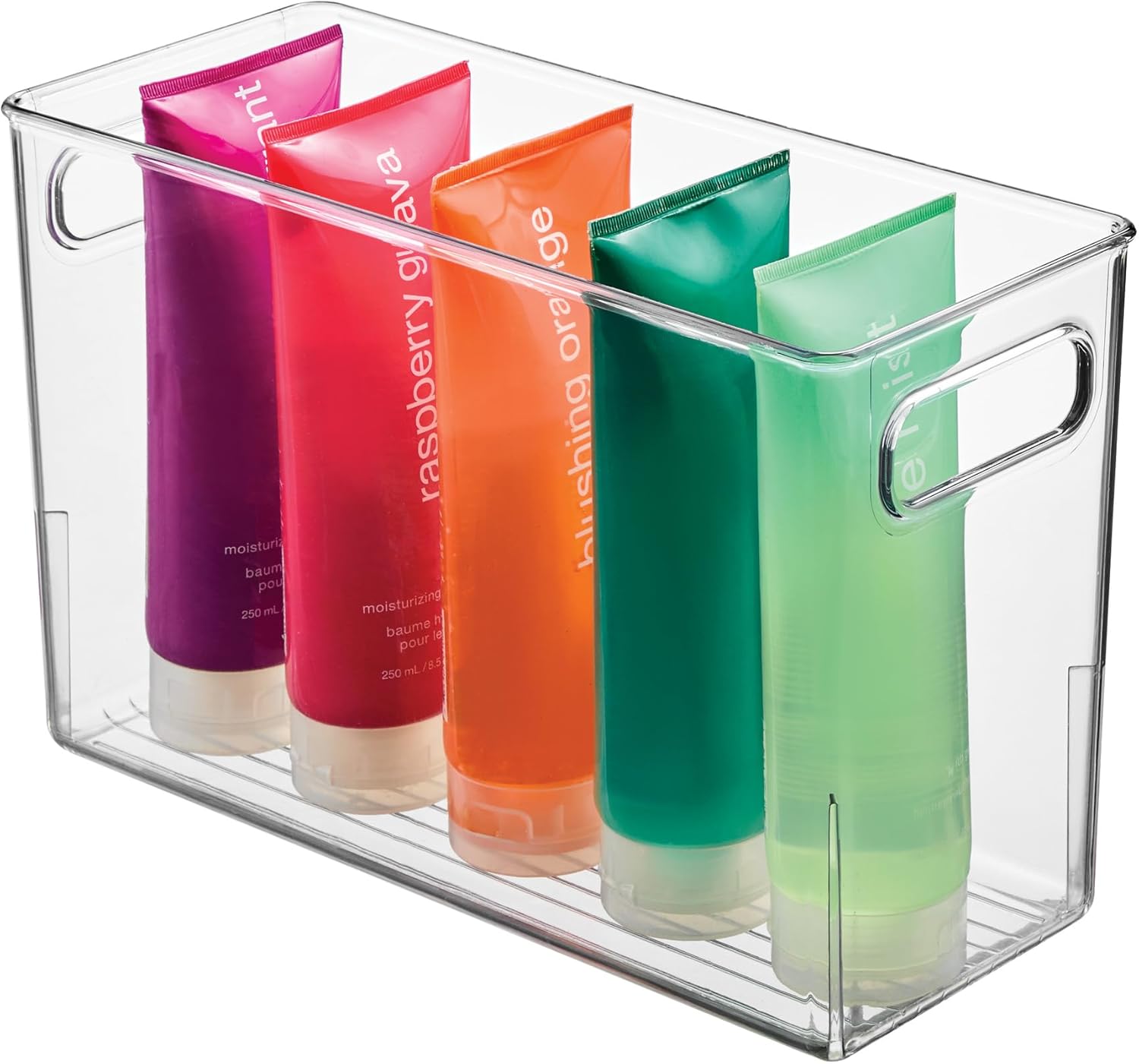 iDesign Slim Clear Plastic Bathroom Storage Bin, Tall Narrow