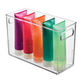 iDesign Slim Clear Plastic Bathroom Storage Bin, Tall Narrow