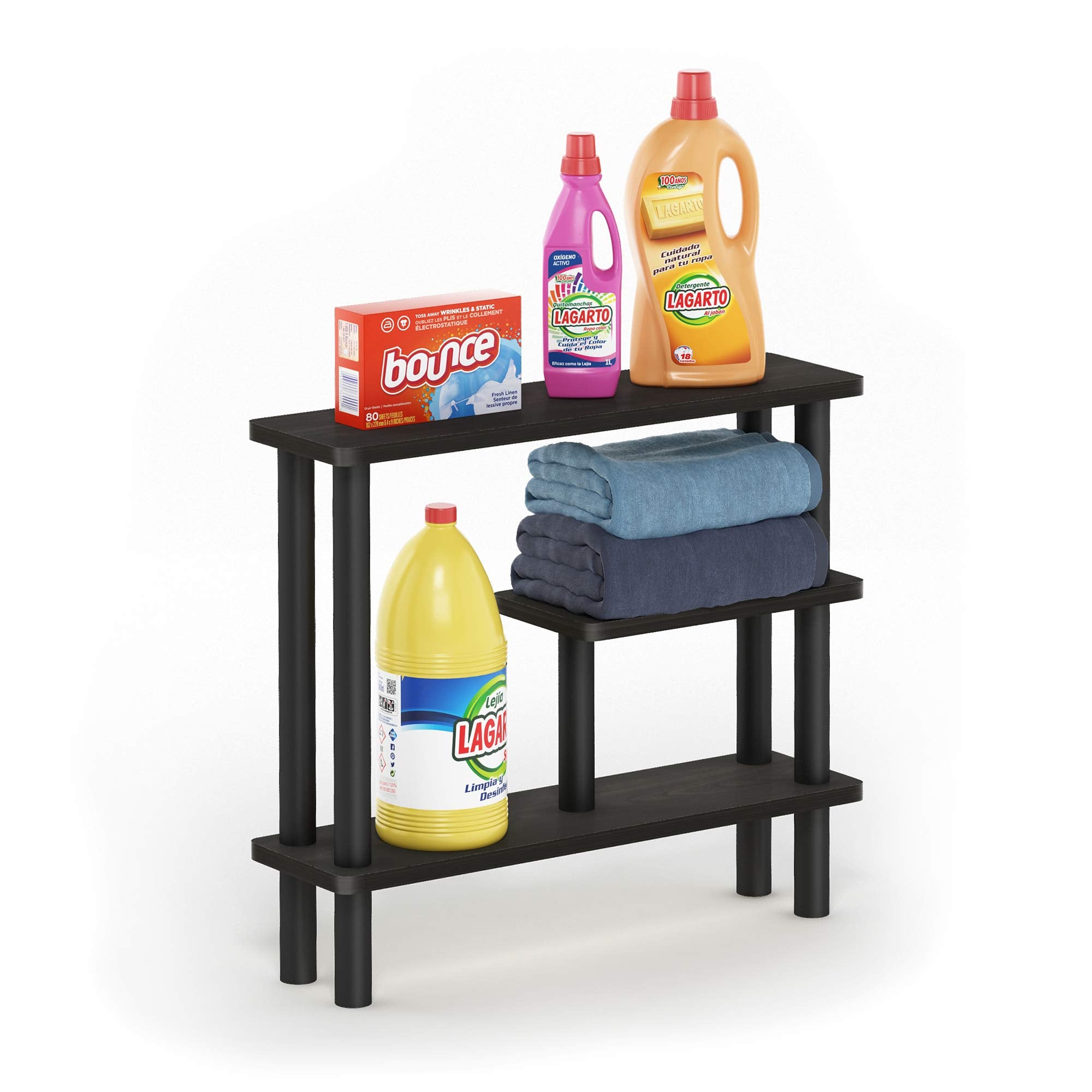 Furinno Turn-N-Tube Bathroom Storage Shelf, 3-Tier Toolless Narrow Storage Rack, 5.7" Wide Space Saving Shelf, for Bathroom, Living Room, Entryway, Amber Pine